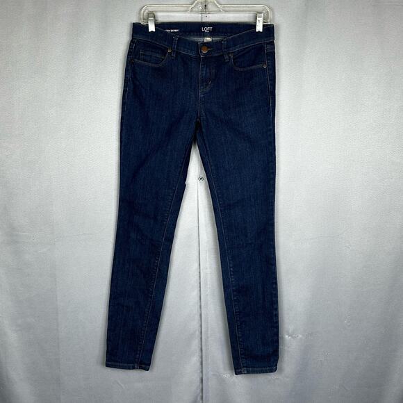 Women's Ann Taylor Loft Outlet Dark Wash Modern Skinny Denim Jeans- Size 4 - Picture 1 of 6